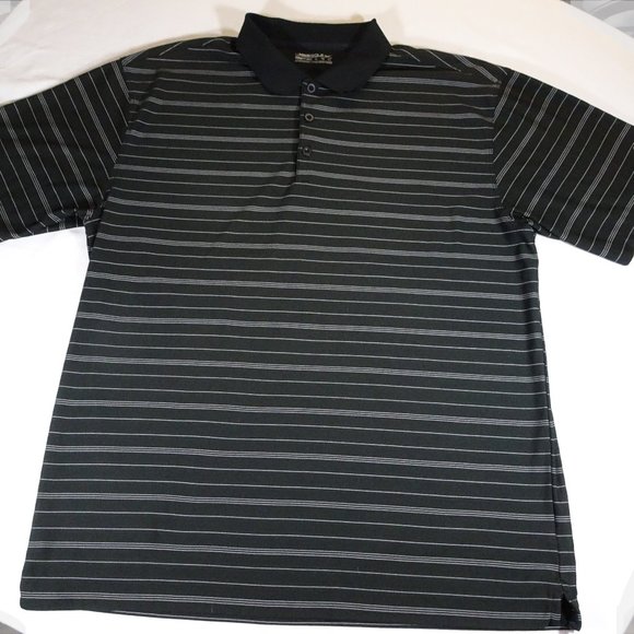 Nike Golf Fit Dry Men Black & White Stripes Polo Shirt Size XL